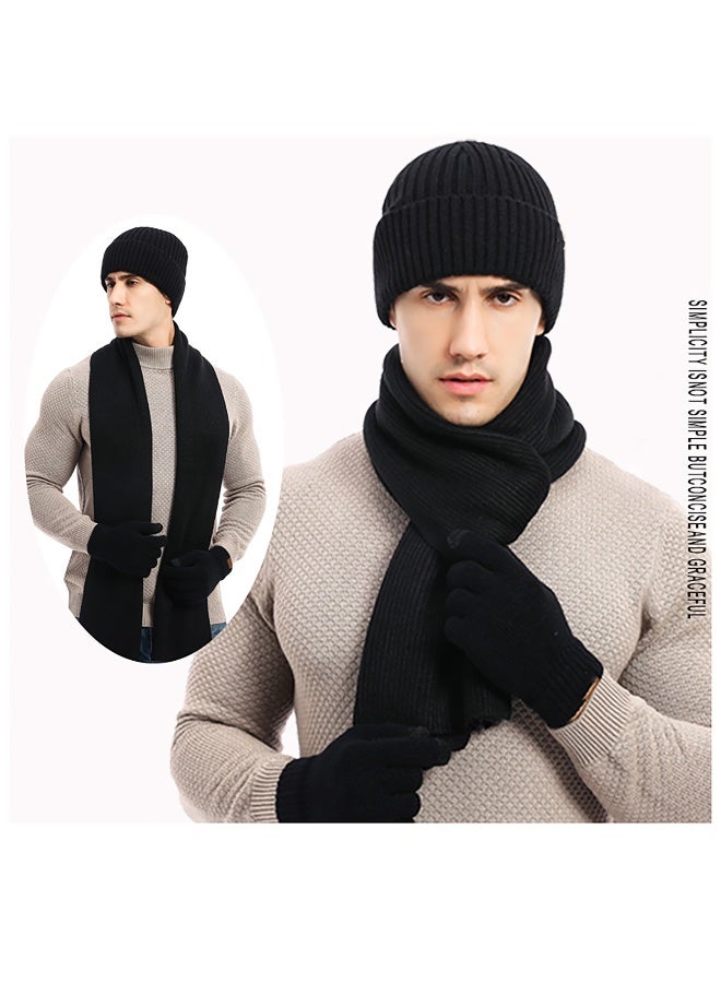 Wsstacxy 3Pcs Winter Beanie Hat Scarf Gloves Set,Winter Ski Cap Scarf and Touch Screen Mittens Gloves Set 3 Piece Warmer Set Thermal Knit Thick Fleece Lined for Men Womens - Image 2